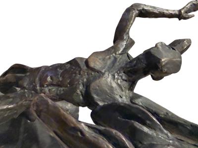 AMAZING BRUTALIST HEAVY WINGED ANGEL SATAN FEMALE NUDE BRONZE SIGNED L GOODMAN