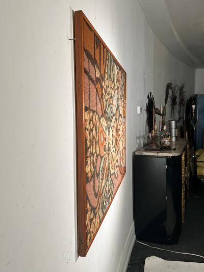 AMAZING MID CENTURY BUTTERFLY NEEDLEPOINT