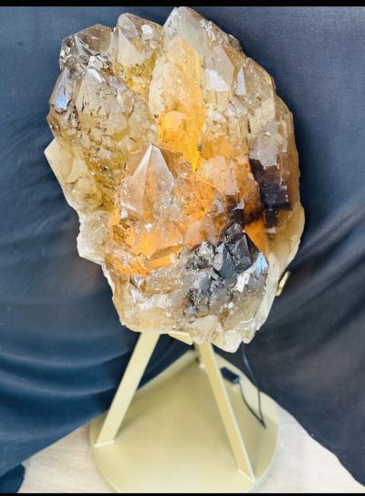 AMAZING SMOKY QUARTZ CRYSTAL POINT ON CUSTOM 360 DERGEE ROTATING STAND