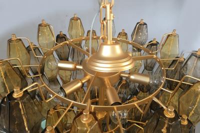AMBER AND FUME POLIEDRI MURANO GLASS CHANDELIER