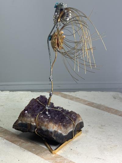 AMETHYST GEODE MODERNIST FISH SCULPTURE