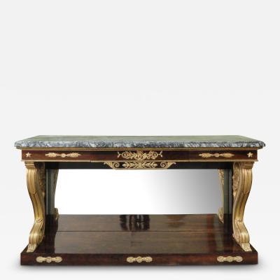 AN EMPIRE ROSEWOOD PARCEL GILT CONSOLE TABLE