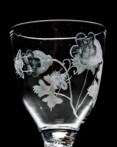 AN ENGRAVED MULTI SPIRAL AIR TWIST WINE GLASS