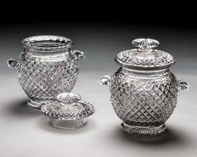 AN EXCEPTIONAL PAIR OF REGENCY CUT GLASS ICE BUCKETS