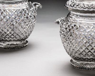 AN EXCEPTIONAL PAIR OF REGENCY CUT GLASS ICE BUCKETS
