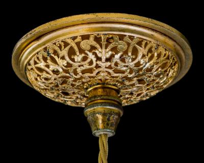 AN EXQUISITE SET OF THREE EDWARDIAN PENDENT LIGHTS