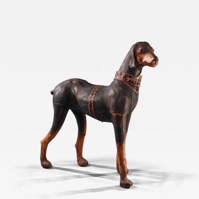 AN EXTRAORDINARY HUGE FRENCH LEATHER MODEL OF A DOBERMAN