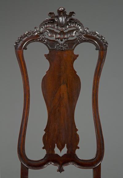 AN EXTREMELY FINE PAIR OF JOS I CARVED JACARANDA SIDE CHAIRS