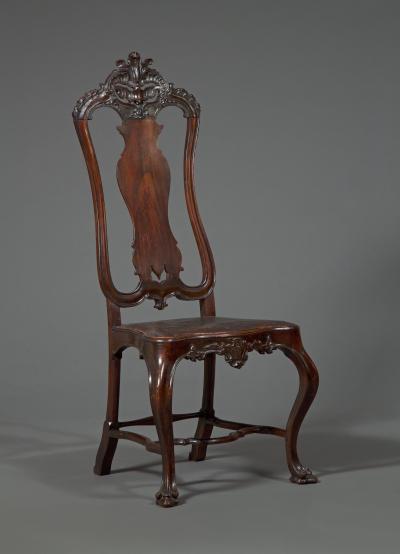 AN EXTREMELY FINE PAIR OF JOS I CARVED JACARANDA SIDE CHAIRS