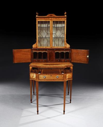 AN IMPORTANT 18TH CENTURY GEORGE III SATINWOOD AND SABICU WRITING CABINET