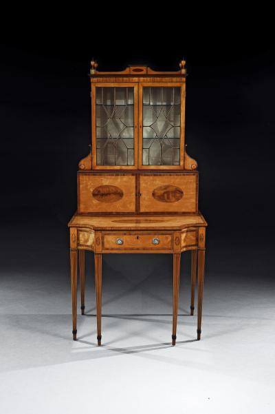 AN IMPORTANT 18TH CENTURY GEORGE III SATINWOOD AND SABICU WRITING CABINET