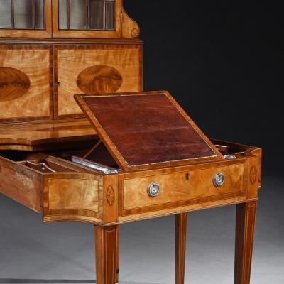 AN IMPORTANT 18TH CENTURY GEORGE III SATINWOOD AND SABICU WRITING CABINET
