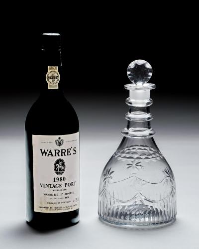 AN IRISH CUT GLASS DECANTER