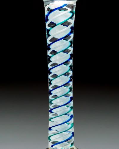 AN UNUSUAL ENGRAVED BLUE GREEN COLOUR TWIST