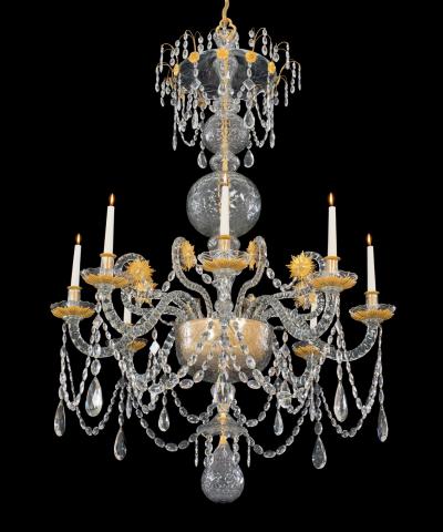 AN UNUSUAL TWELVE LIGHT SPANISH CUT GLASS CHANDELIER