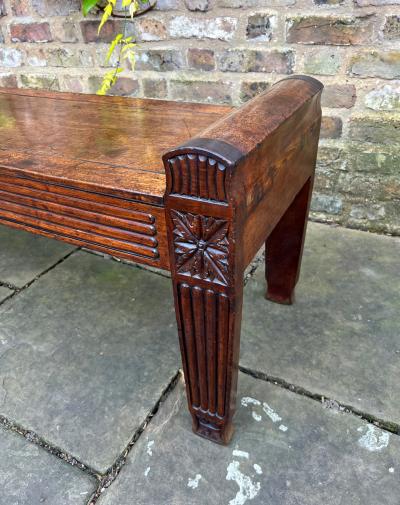 AN UNUSUALLY LARGE REGENCY PERIOD MAHOGANY WINDOW SEAT