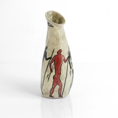 ANDRE GUIRON ANDRE GUIRON HAND MADE CERAMIC VASE DEPICTING CAVE PAINTINGS FRANCE 1955