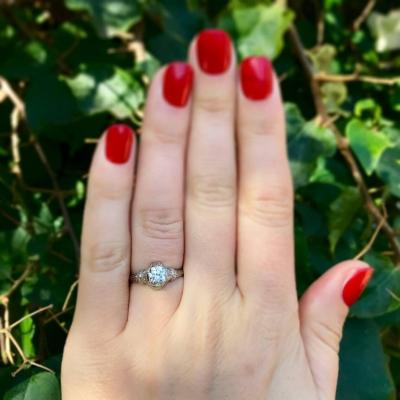 ANTIQUE 0 81 CARAT OLD EUROPEAN CUT DIAMOND AND PLATINUM ENGAGEMENT RING