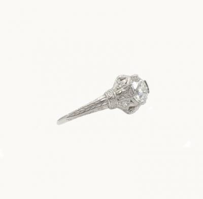 ANTIQUE 0 81 CARAT OLD EUROPEAN CUT DIAMOND AND PLATINUM ENGAGEMENT RING