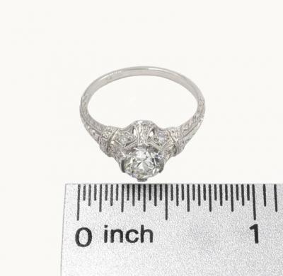 ANTIQUE 0 81 CARAT OLD EUROPEAN CUT DIAMOND AND PLATINUM ENGAGEMENT RING
