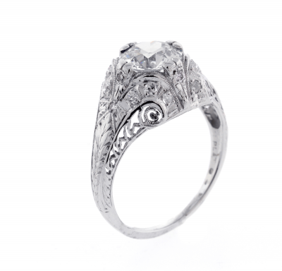 ANTIQUE 1920S OLD EUROPEAN DIAMOND ENGAGMENT RING