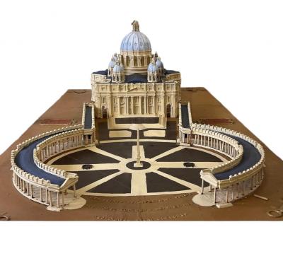 ANTIQUE ARCHITECTURAL DIORAMA OF SAINT PETERS BASILICA SQUARE VATICAN CITY