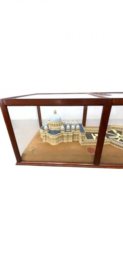 ANTIQUE ARCHITECTURAL DIORAMA OF SAINT PETERS BASILICA SQUARE VATICAN CITY