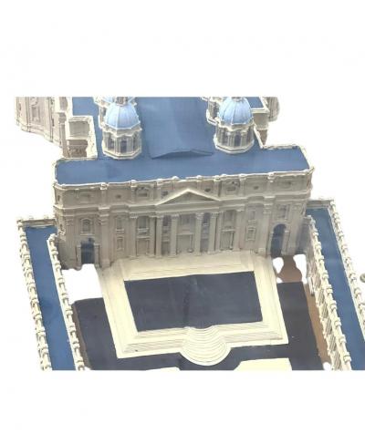 ANTIQUE ARCHITECTURAL DIORAMA OF SAINT PETERS BASILICA SQUARE VATICAN CITY