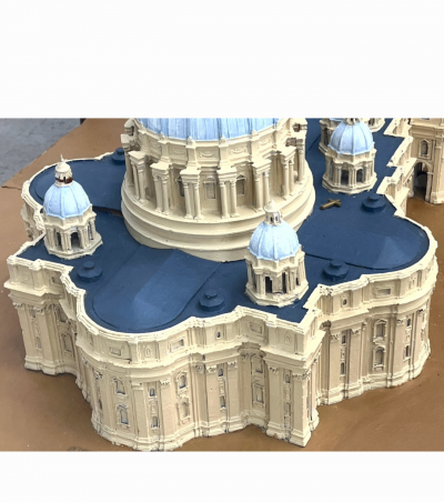ANTIQUE ARCHITECTURAL DIORAMA OF SAINT PETERS BASILICA SQUARE VATICAN CITY