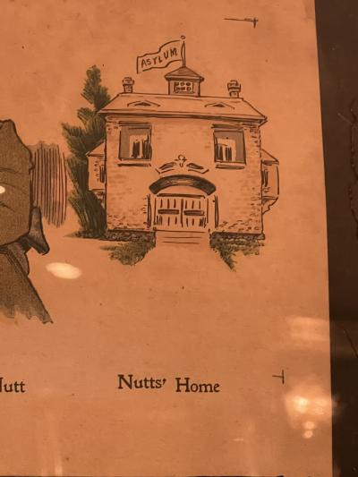 ANTIQUE BUNCH OF NUTS COMICAL EARLY LITHOGRAPH