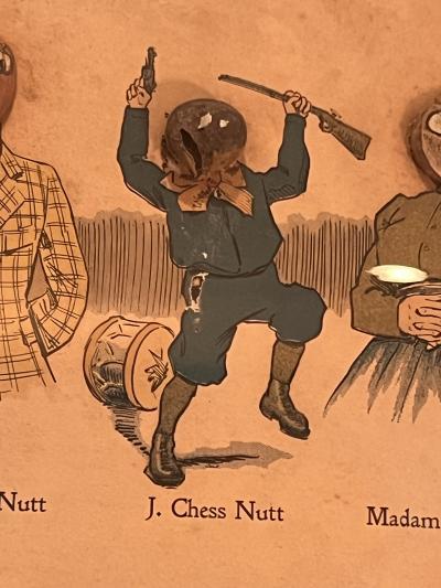 ANTIQUE BUNCH OF NUTS COMICAL EARLY LITHOGRAPH