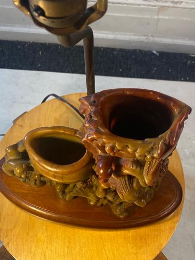 ANTIQUE CHINESE CARVED SOAPSTONE ANIMALS WITH URNS LAMP