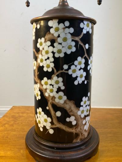 ANTIQUE CHINESE CHERRY BLOSSOM PATTERN CERAMIC LAMP