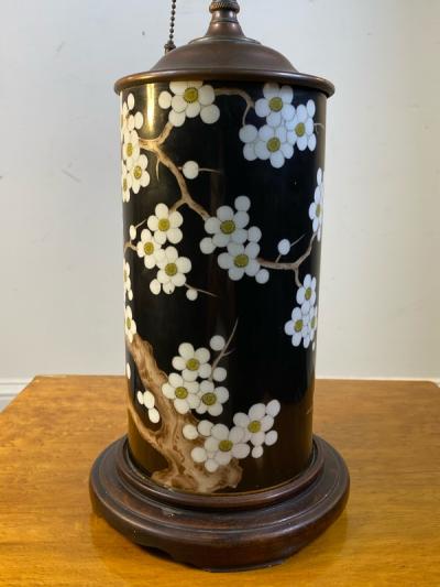 ANTIQUE CHINESE CHERRY BLOSSOM PATTERN CERAMIC LAMP