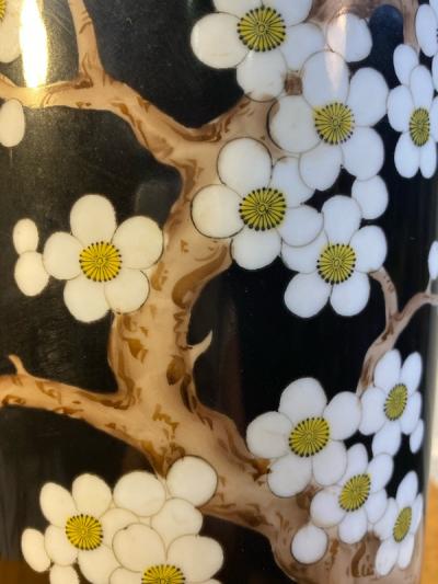 ANTIQUE CHINESE CHERRY BLOSSOM PATTERN CERAMIC LAMP