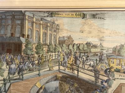 ANTIQUE COLORED LITHOGRAPH OF PORTUGESE SYNAGOGUE IN AMSTERDAM
