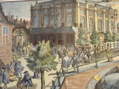 ANTIQUE COLORED LITHOGRAPH OF PORTUGESE SYNAGOGUE IN AMSTERDAM