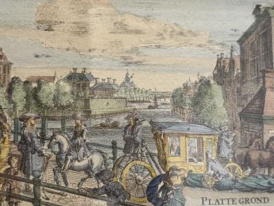 ANTIQUE COLORED LITHOGRAPH OF PORTUGESE SYNAGOGUE IN AMSTERDAM