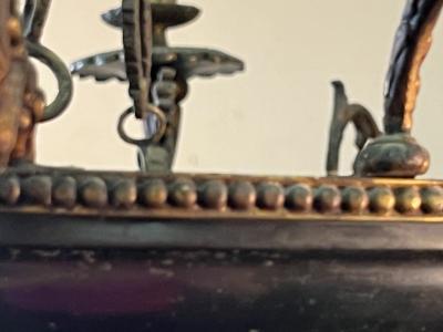 ANTIQUE DARK BRONZE BEADED BOWL EIGHT ARM CHANDELIER