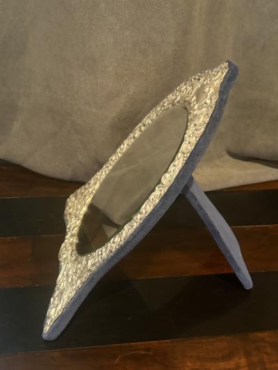 ANTIQUE ENGLISH STERLING SILVER REPOUSEE MIRROR