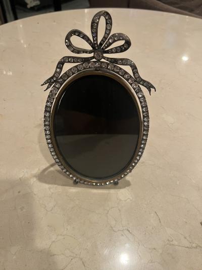 ANTIQUE FRENCH PASTE BOW DESIGN OVAL FRAME