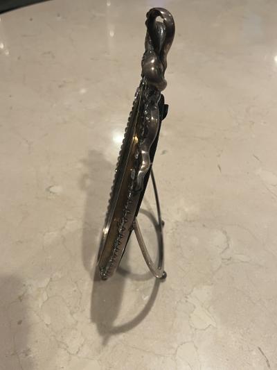 ANTIQUE FRENCH PASTE BOW DESIGN OVAL FRAME