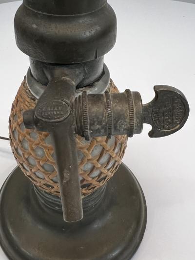 ANTIQUE FRENCH SELZTER MAKER LAMP WITH ORIGINAL MATCHING SHADE