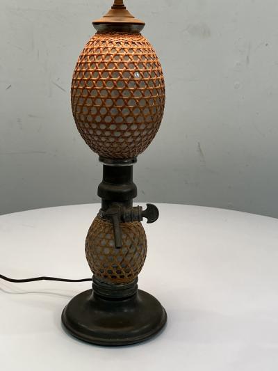 ANTIQUE FRENCH SELZTER MAKER LAMP WITH ORIGINAL MATCHING SHADE