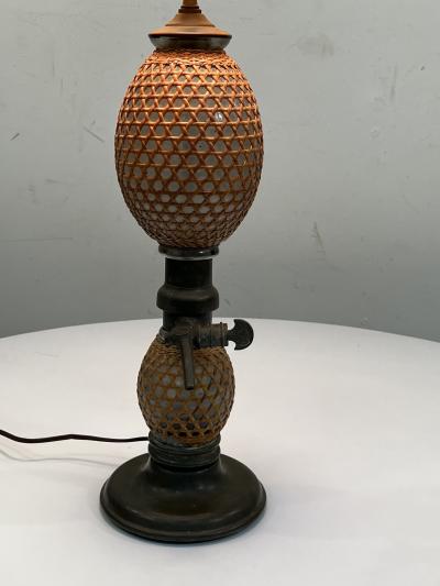 ANTIQUE FRENCH SELZTER MAKER LAMP WITH ORIGINAL MATCHING SHADE