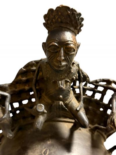 ANTIQUE HIGHLY DECORATED BRONZE AFRICAN CEREMONIAL MASK