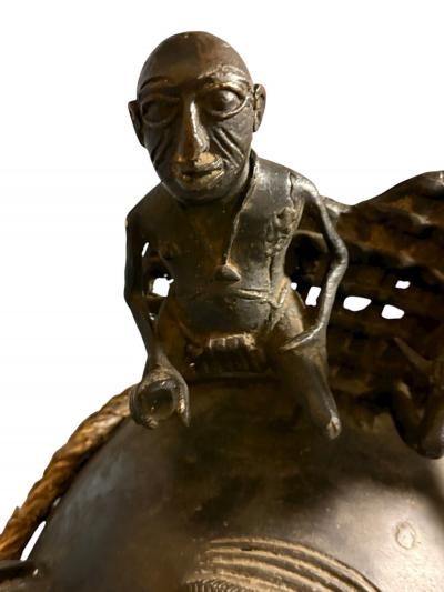 ANTIQUE HIGHLY DECORATED BRONZE AFRICAN CEREMONIAL MASK