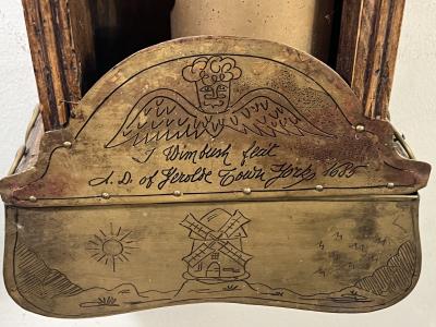 ANTIQUE ITALIAN BRASS AND WOOD WATER CLOCK