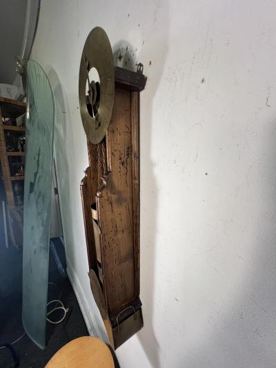 ANTIQUE ITALIAN BRASS AND WOOD WATER CLOCK