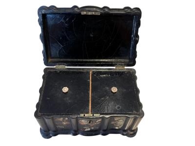 ANTIQUE LACQUER INLAID MOTHER OF PEARL FLOWER DECORATED JEWELRY BOX